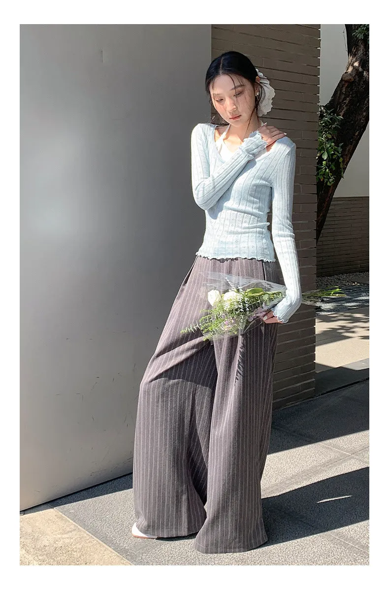 Striped wide-leg pants