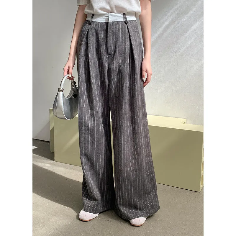 Striped wide-leg pants