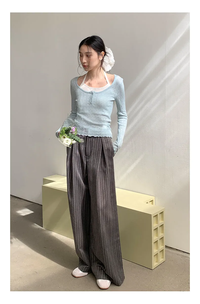 Striped wide-leg pants