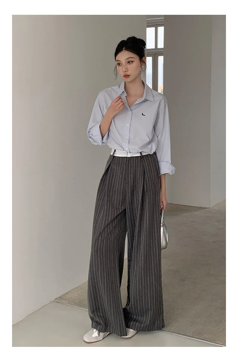 Striped wide-leg pants