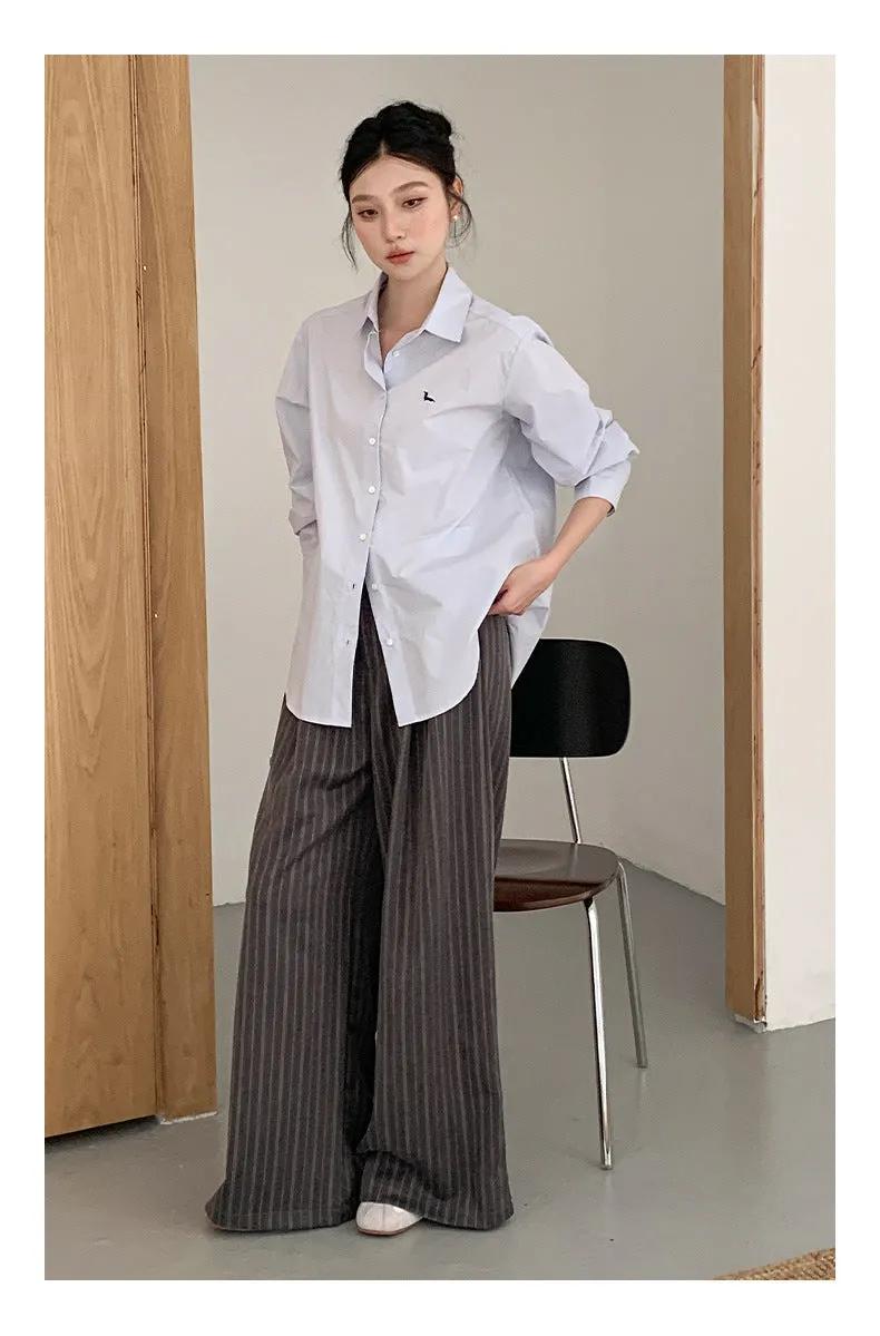 Striped wide-leg pants