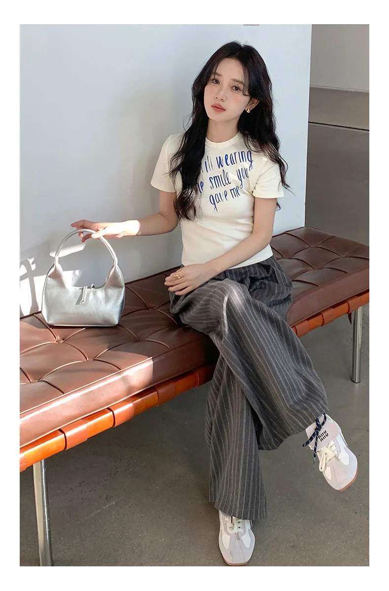 Striped wide-leg pants