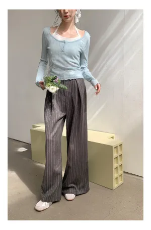 Striped wide-leg pants