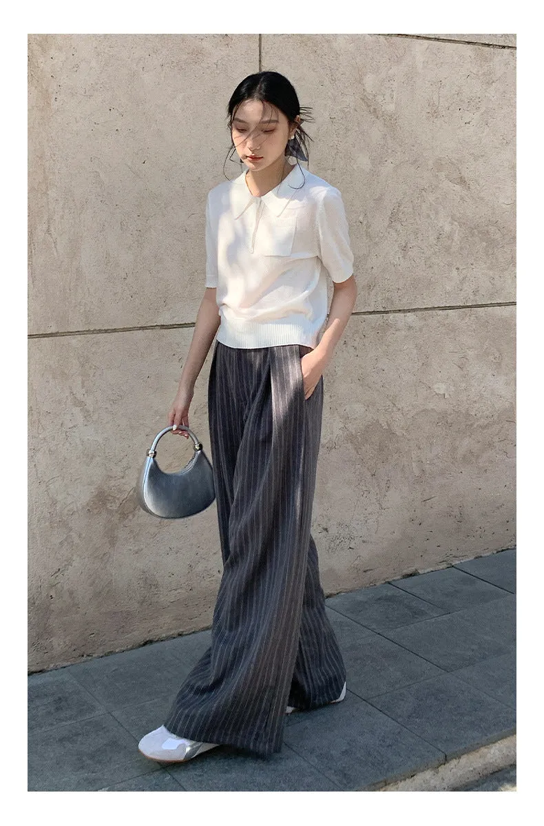 Striped wide-leg pants