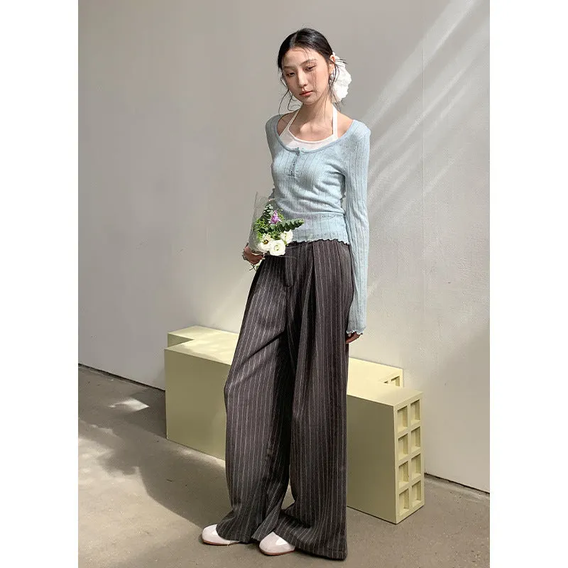 Striped wide-leg pants