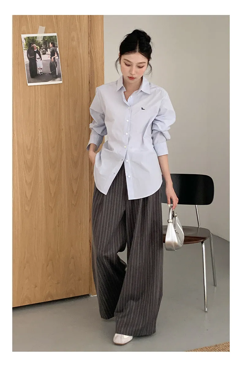 Striped wide-leg pants