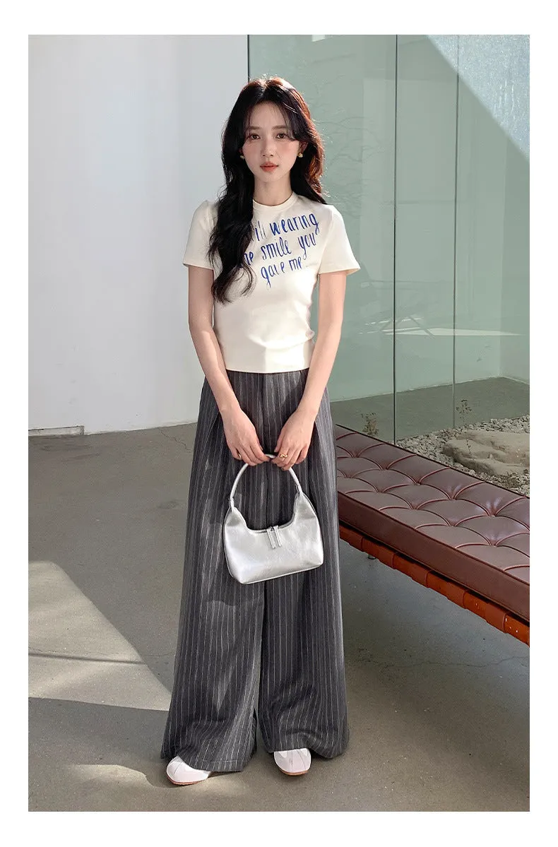 Striped wide-leg pants