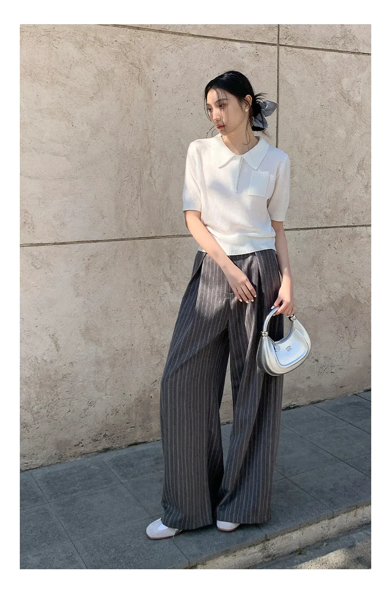 Striped wide-leg pants