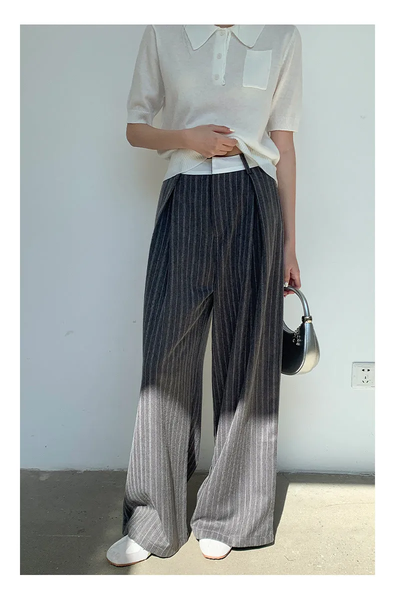 Striped wide-leg pants