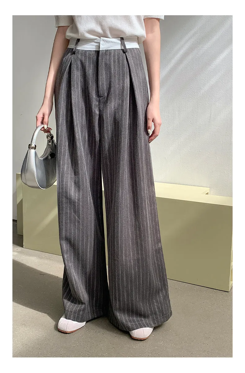 Striped wide-leg pants