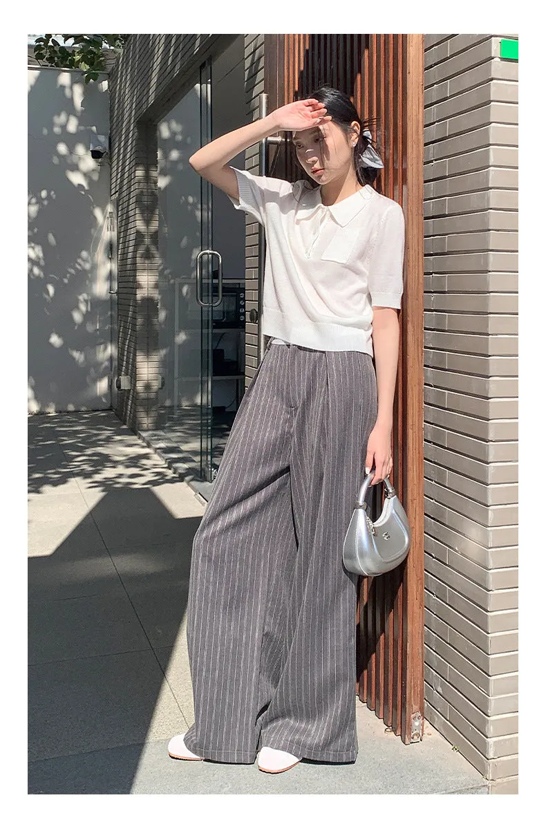 Striped wide-leg pants