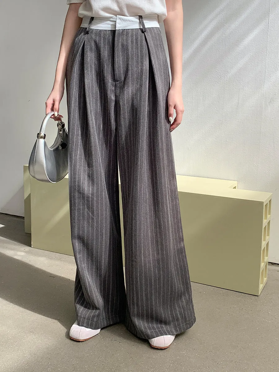 Striped wide-leg pants