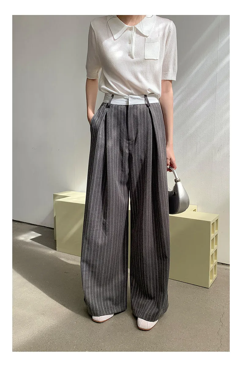 Striped wide-leg pants