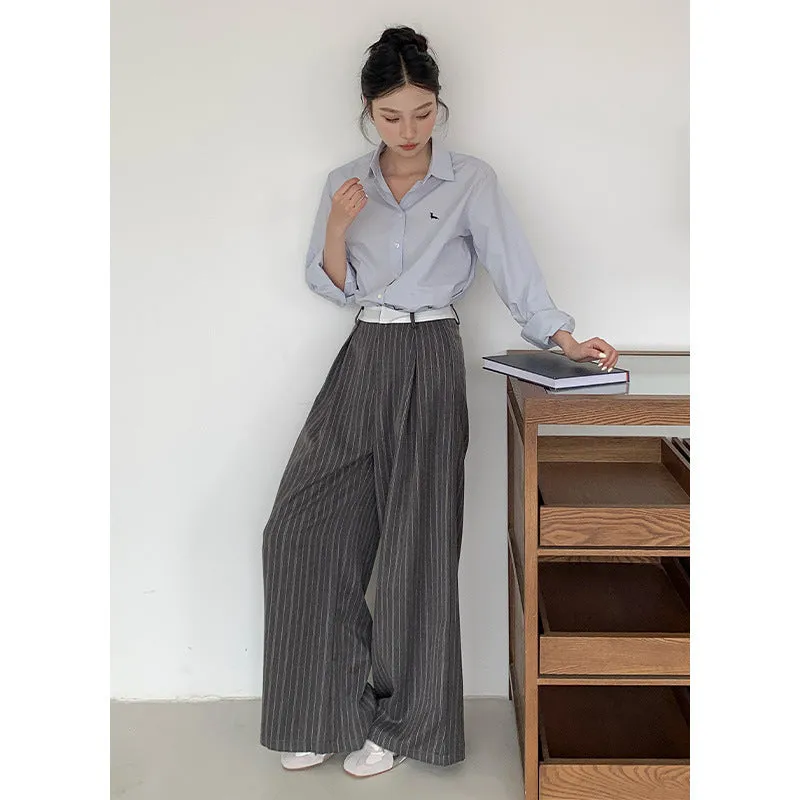 Striped wide-leg pants