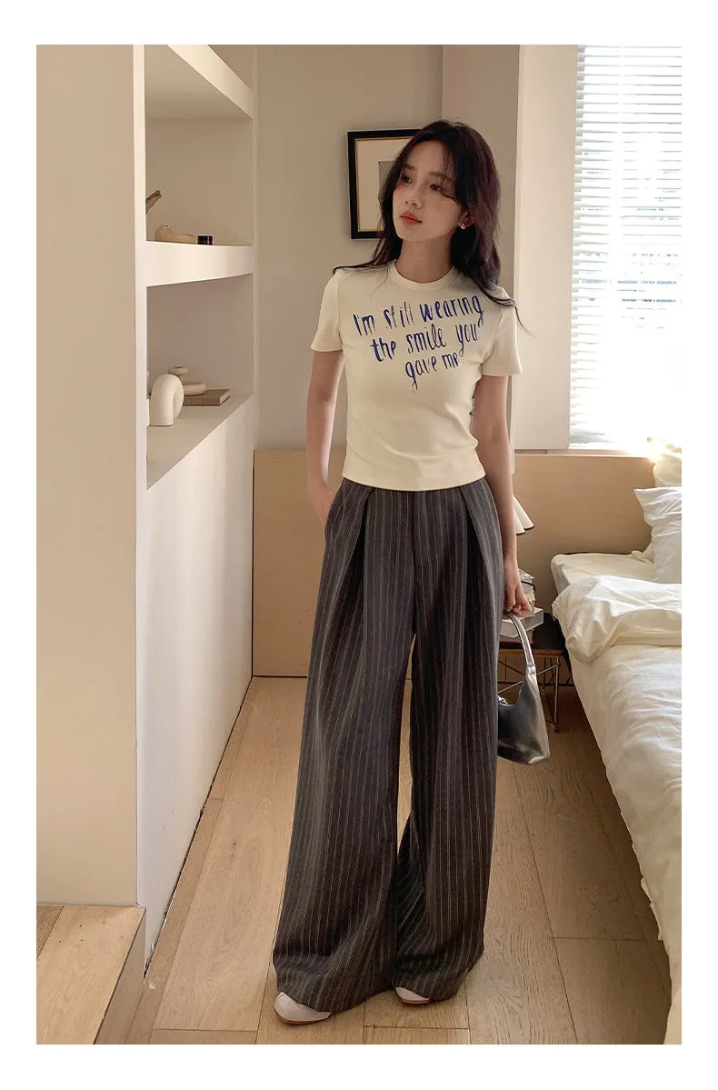 Striped wide-leg pants