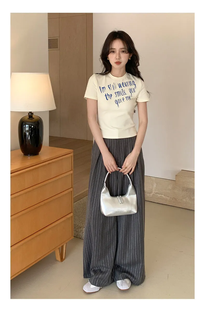 Striped wide-leg pants