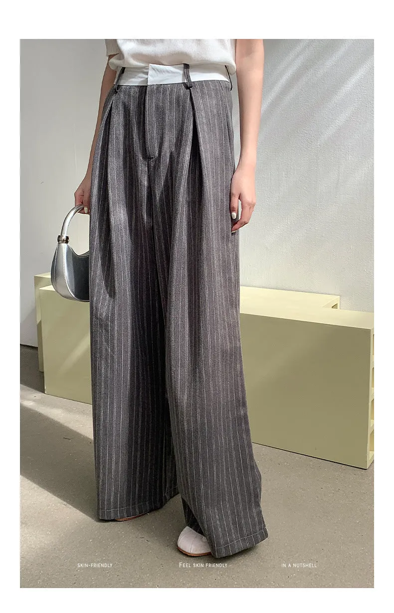 Striped wide-leg pants