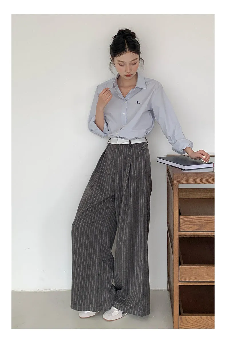 Striped wide-leg pants