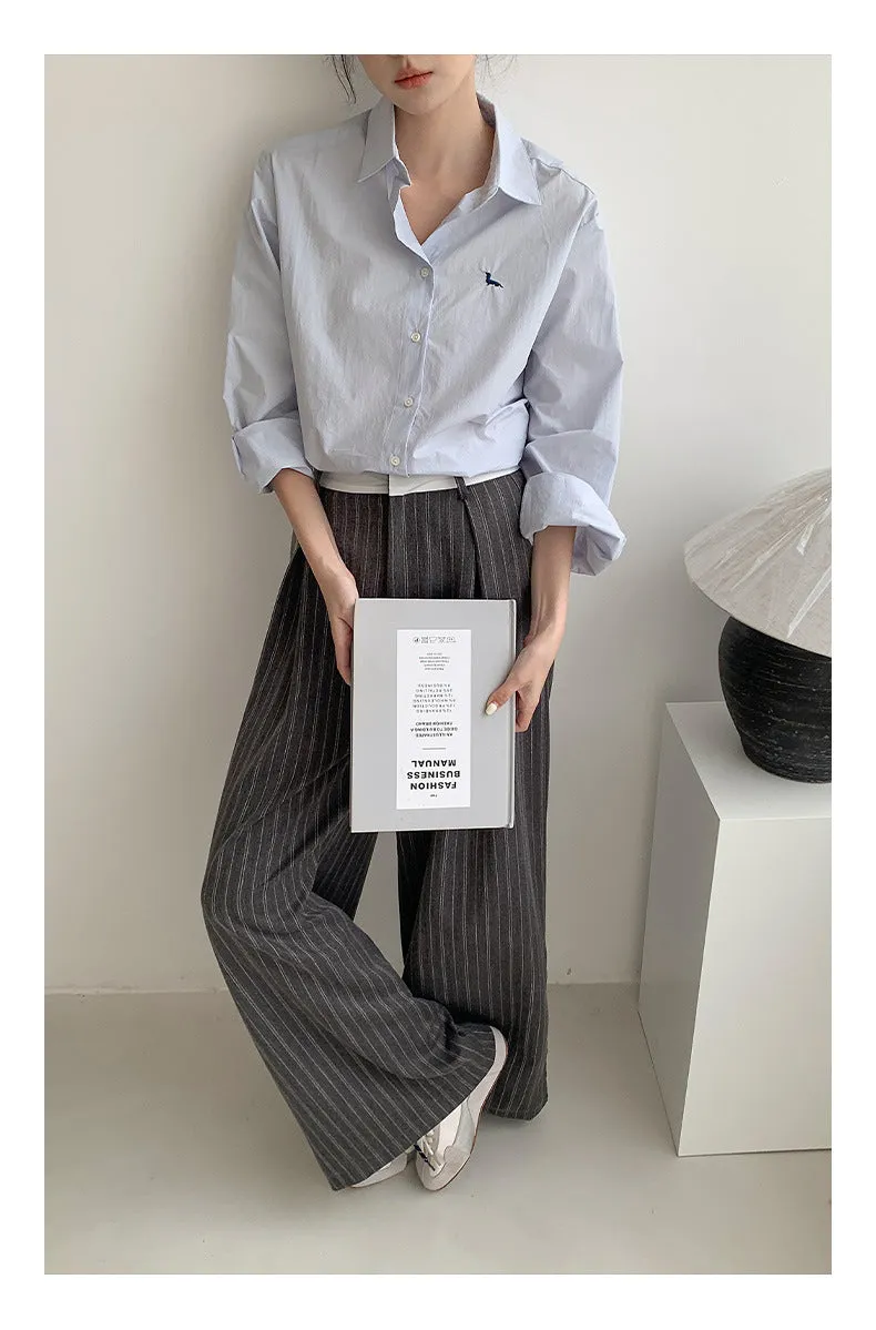 Striped wide-leg pants