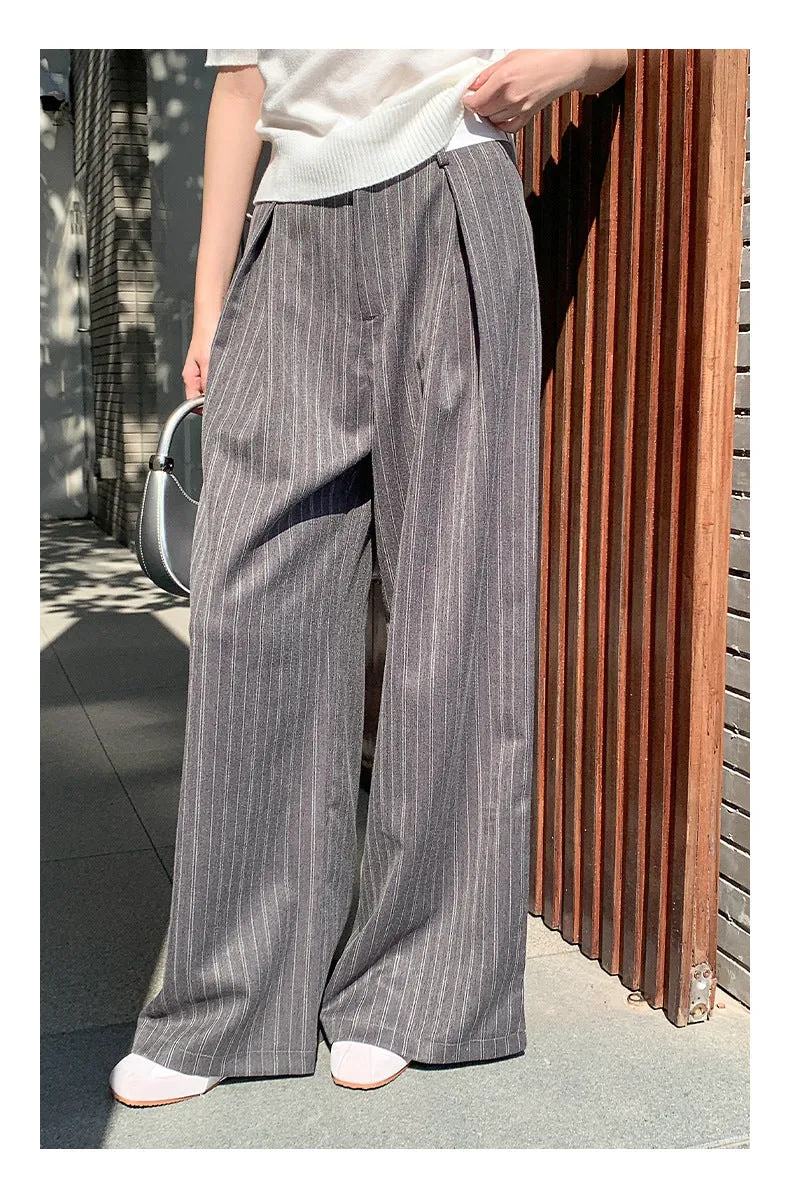 Striped wide-leg pants