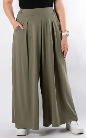 Sue Wide Leg Trousers | Khaki