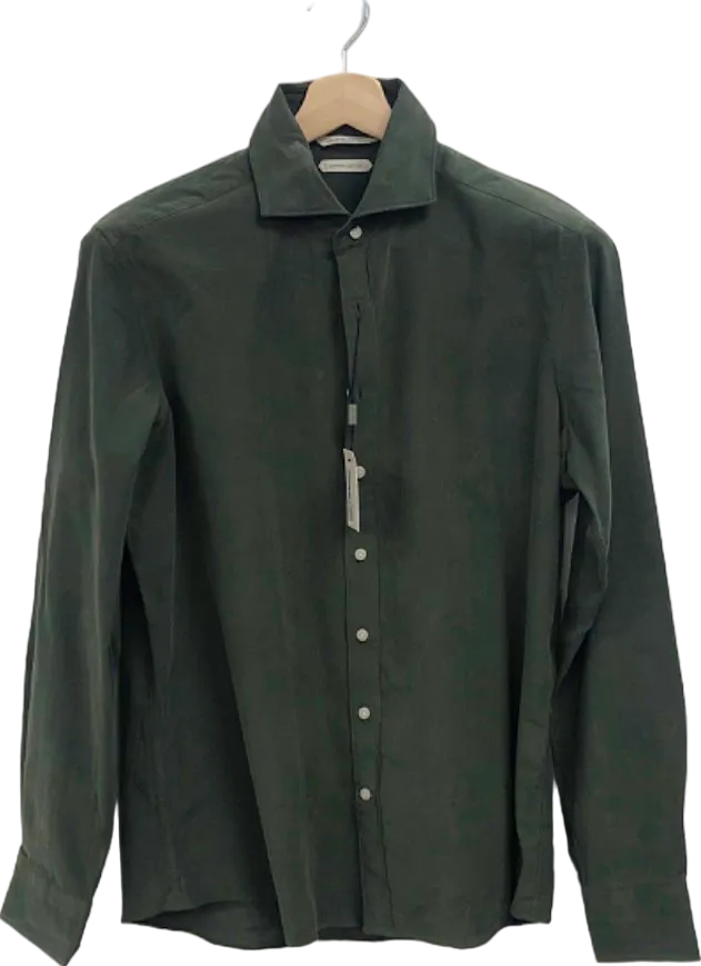 Suitsupply Green Fine Cord Slim Fit Shirt UK 15.5' Neck