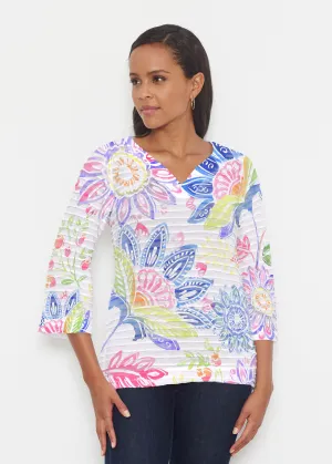 Summertime (13421) ~ Banded 3/4 Bell-Sleeve V-Neck Tunic