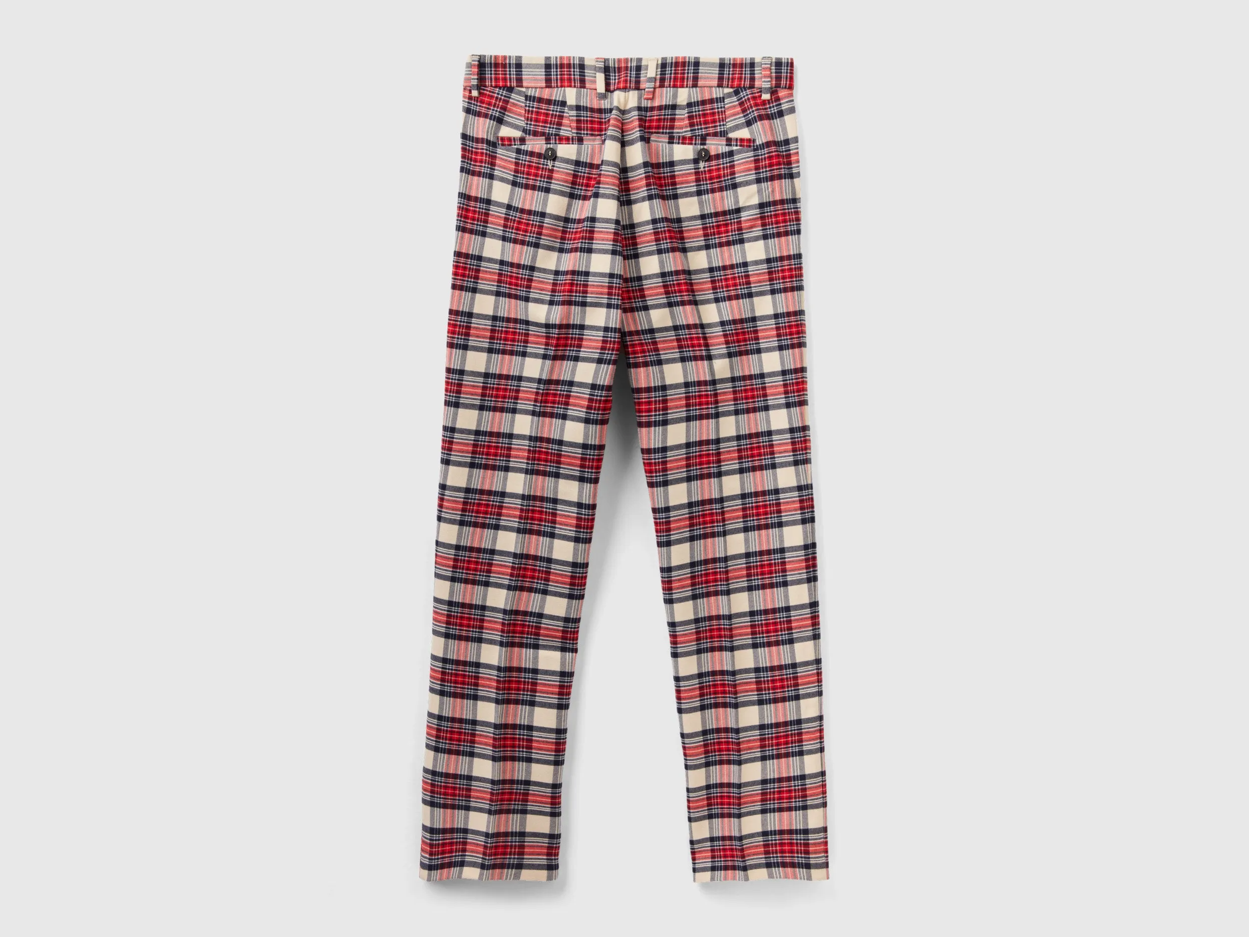 Tartan Check Pattern Slim Fit Red Trousers