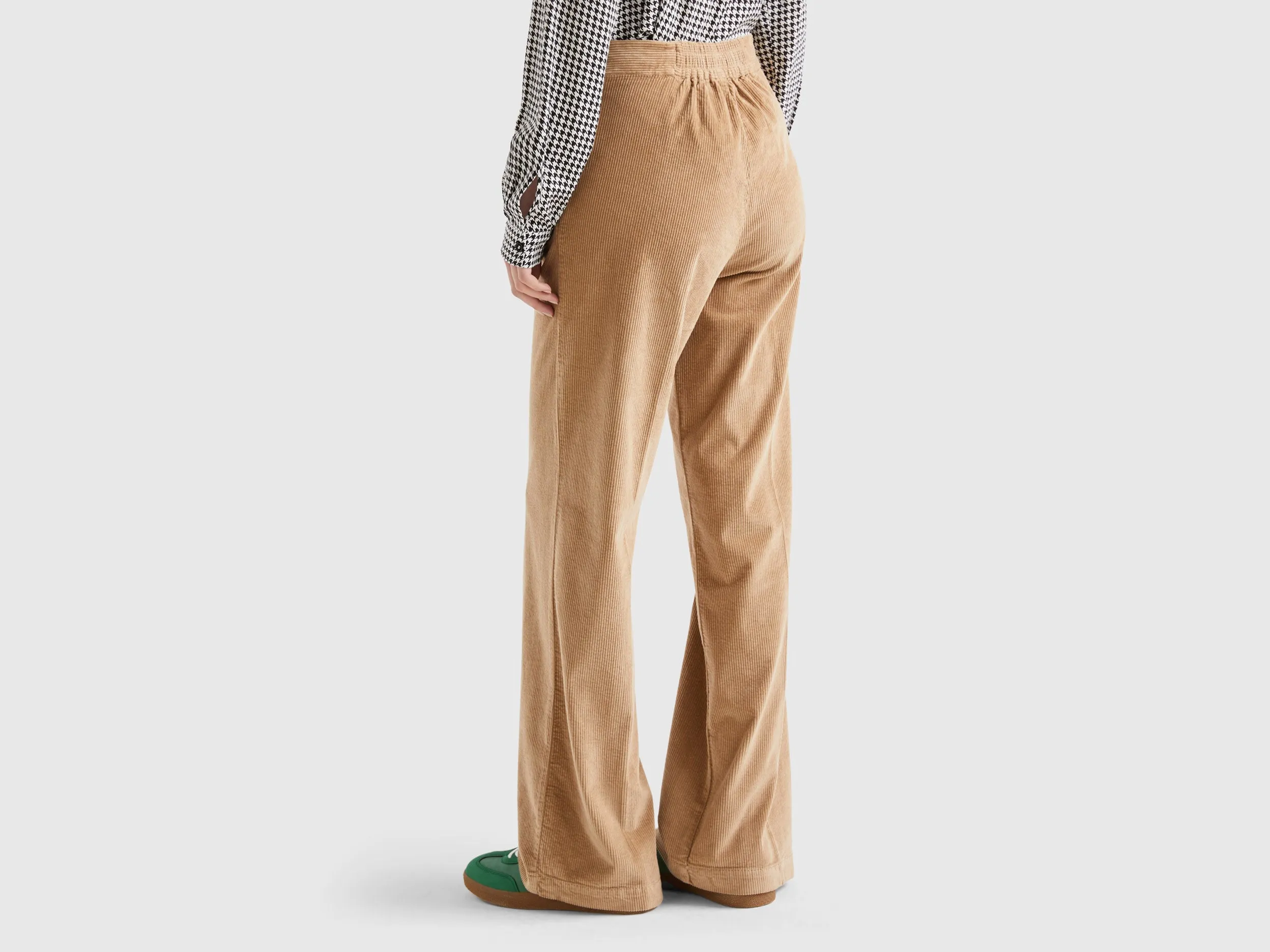 Textured Flared Fit Trousers