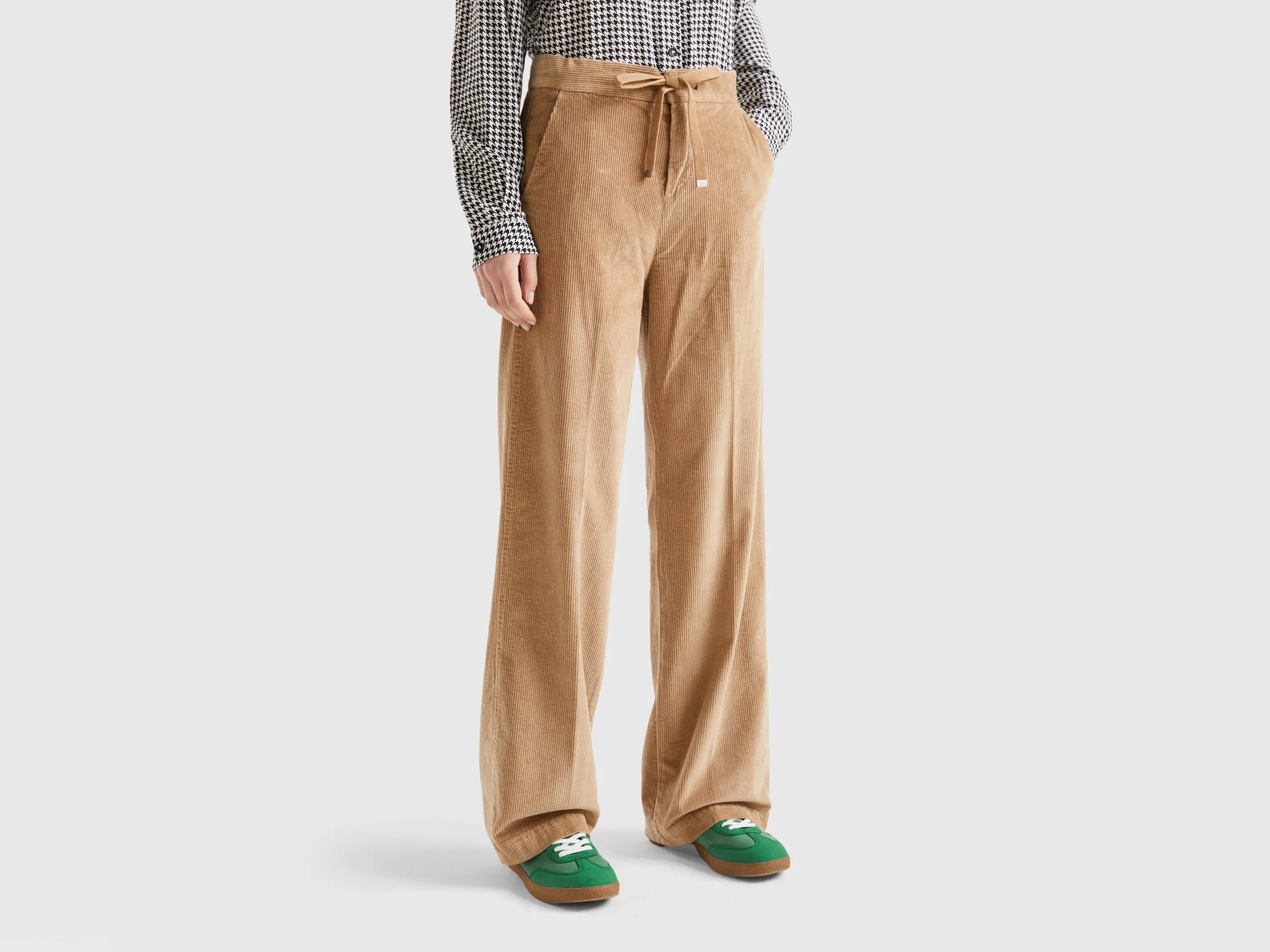 Textured Flared Fit Trousers
