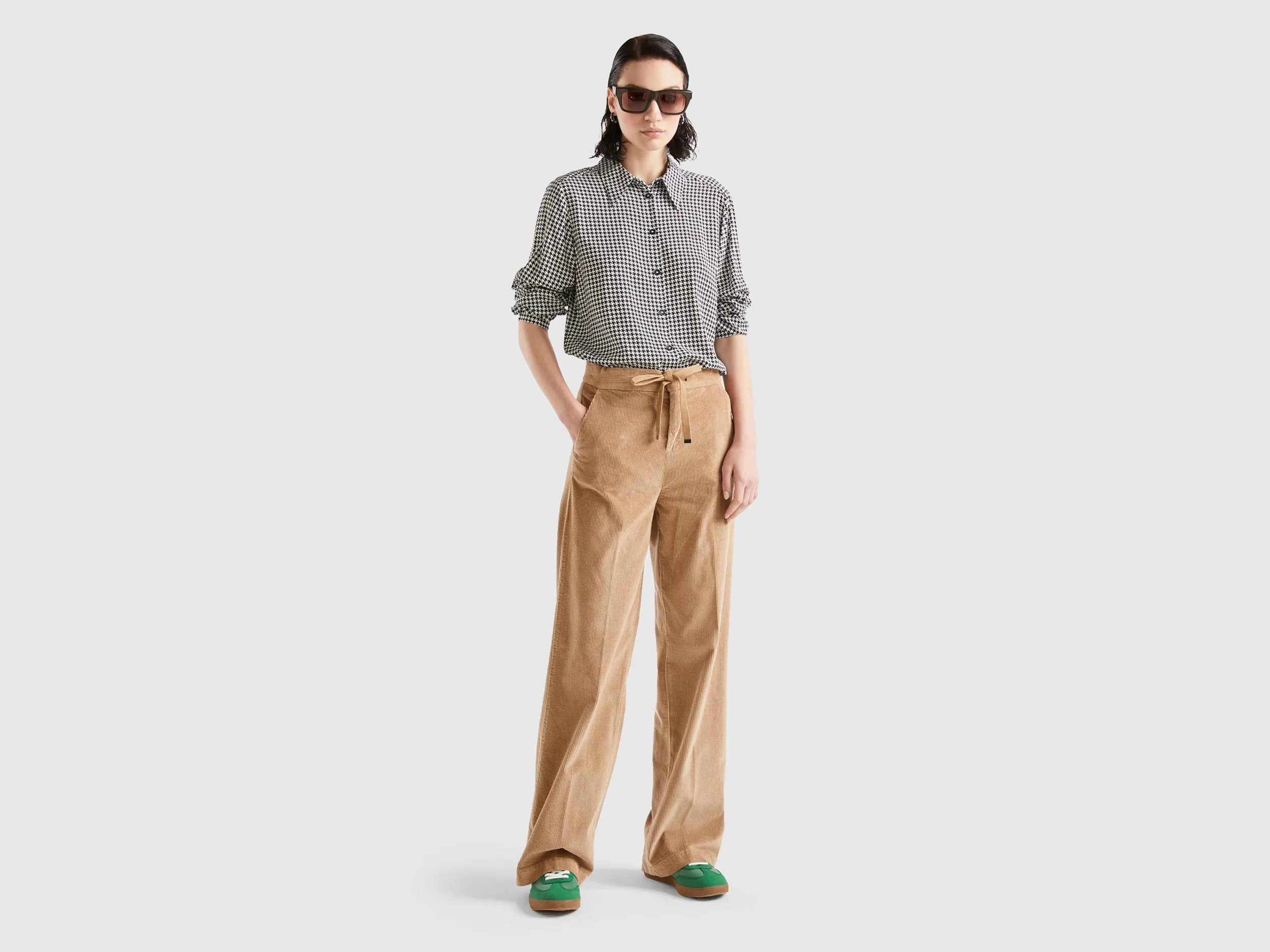 Textured Flared Fit Trousers