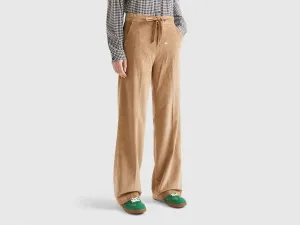 Textured Flared Fit Trousers