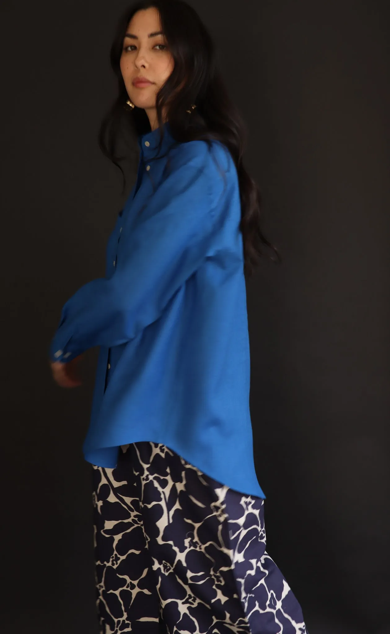 The Friend - Wayward Fit Tunic - Cobalt Blue 100% Linen