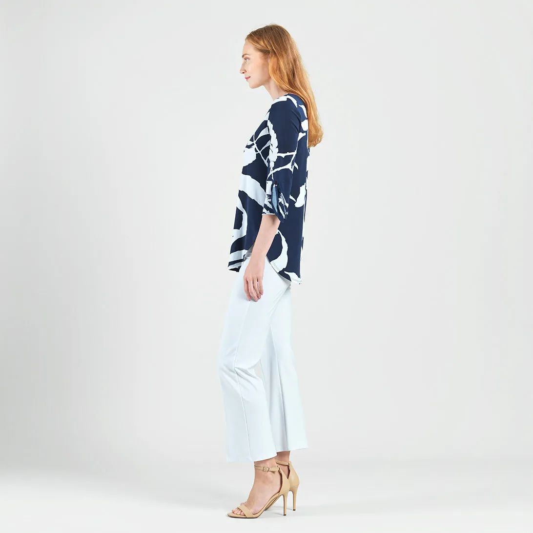 Tie Cuff Curved Hem Tunic - Abstract Branch