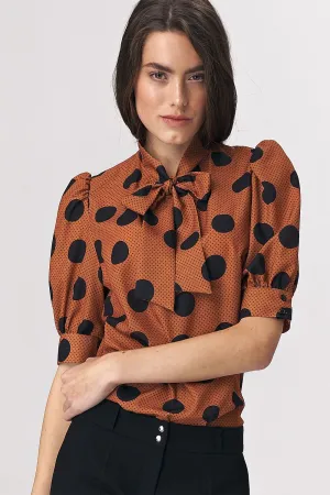 Tie-Neck Bustier Sleeve Blouse