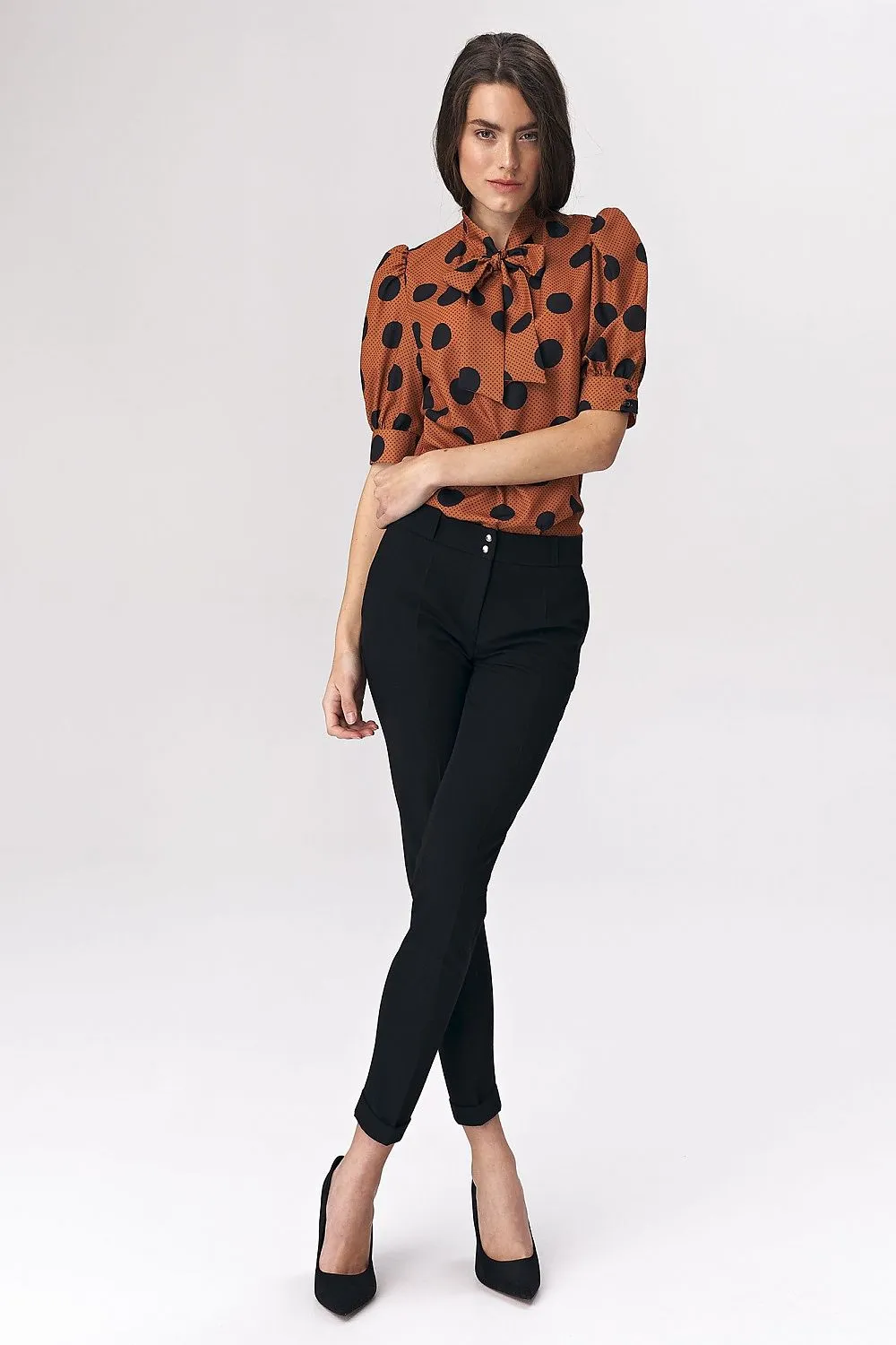Tie-Neck Bustier Sleeve Blouse