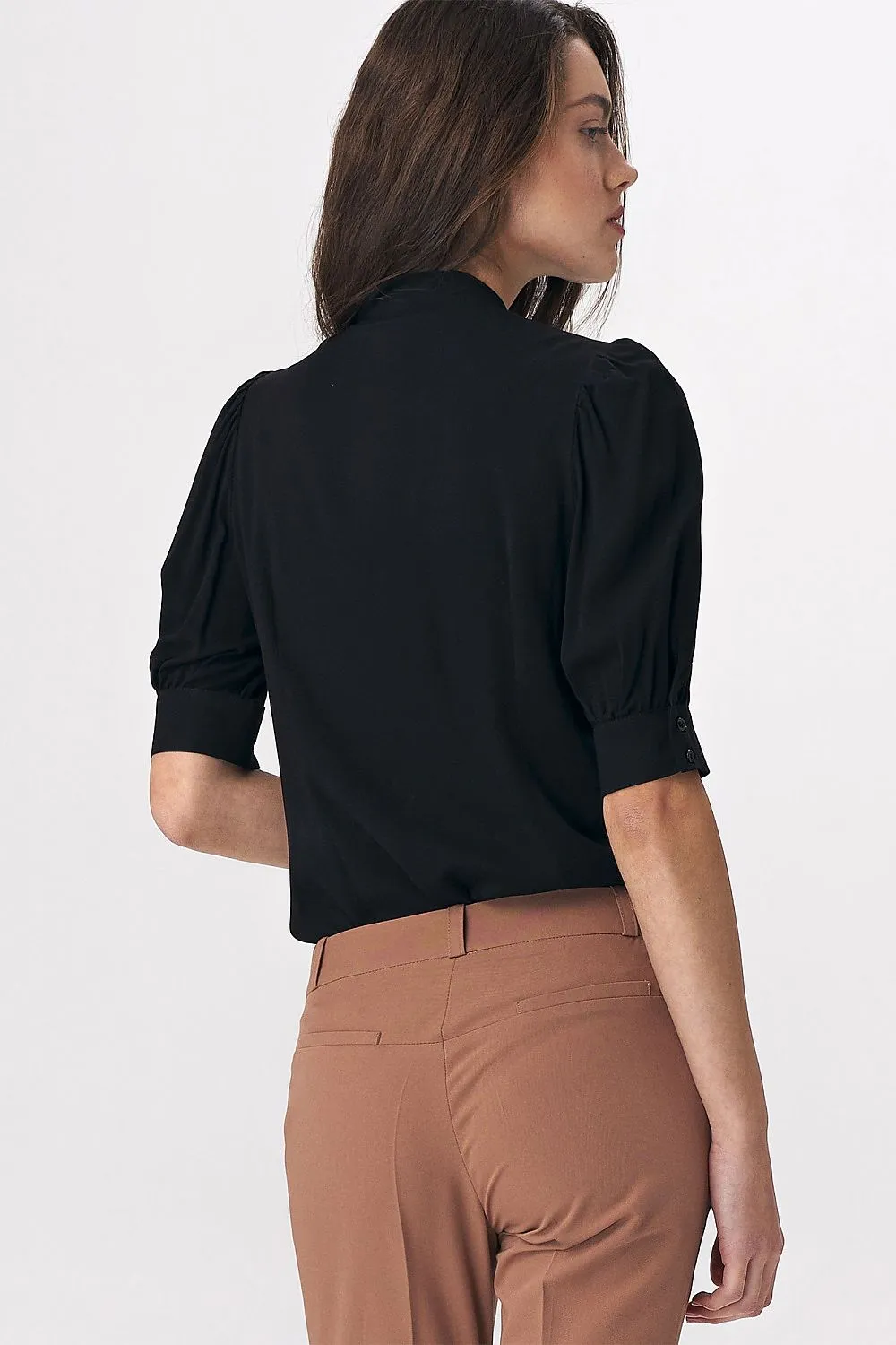 Tie-Neck Bustier Sleeve Blouse