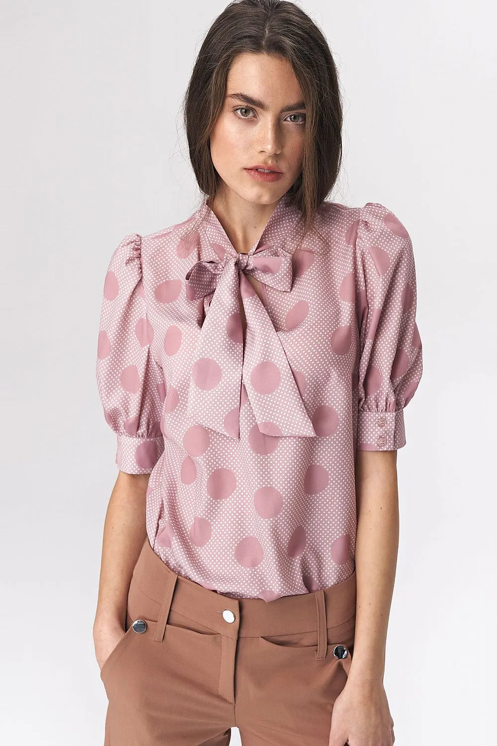 Tie-Neck Bustier Sleeve Blouse