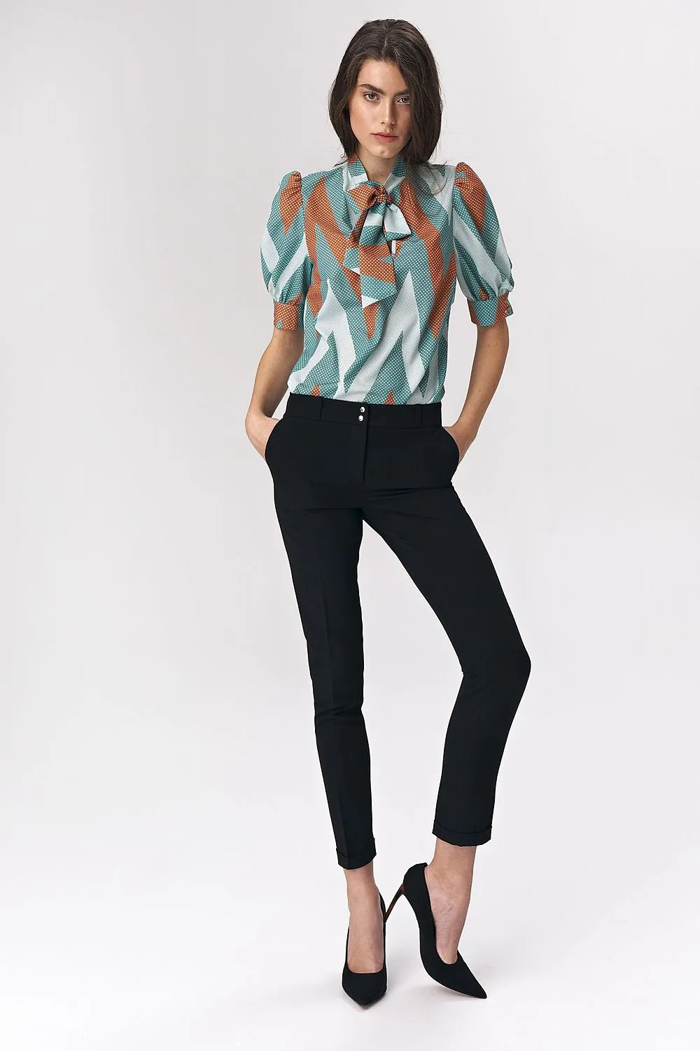 Tie-Neck Bustier Sleeve Blouse