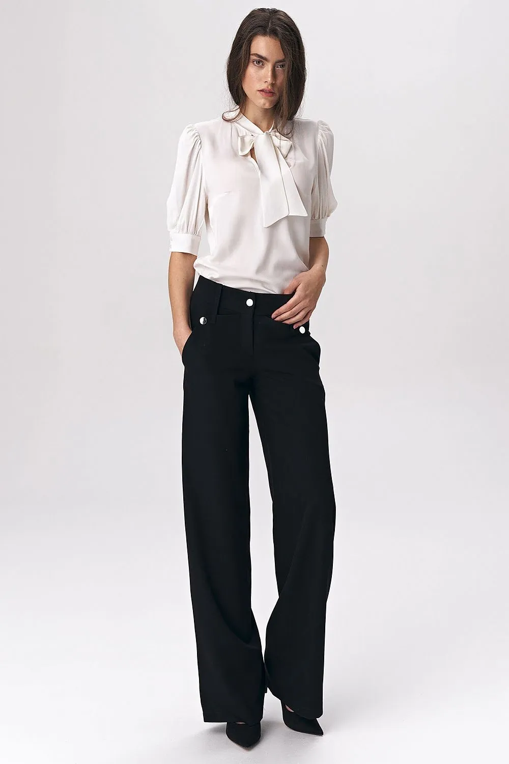 Tie-Neck Bustier Sleeve Blouse