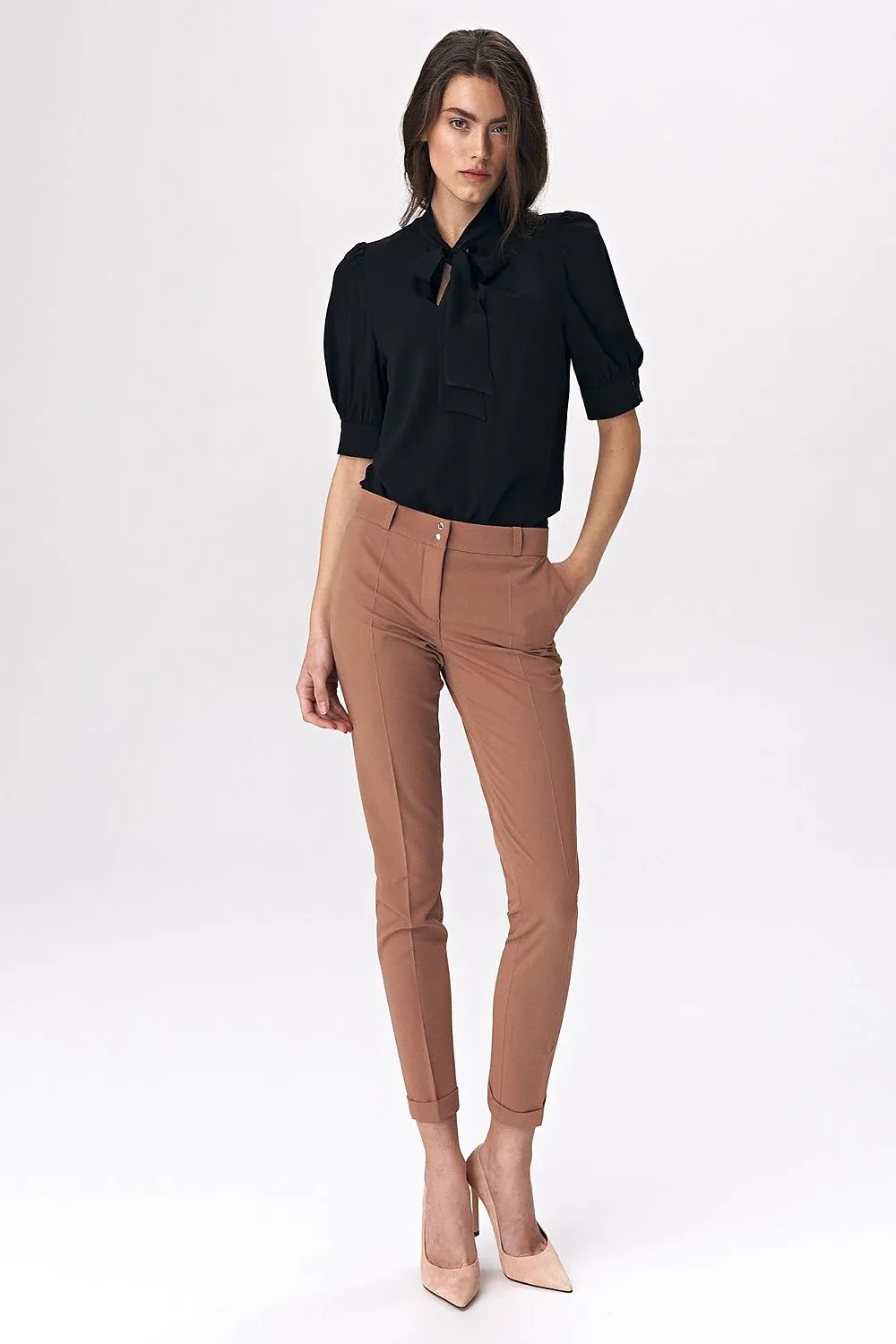 Tie-Neck Bustier Sleeve Blouse