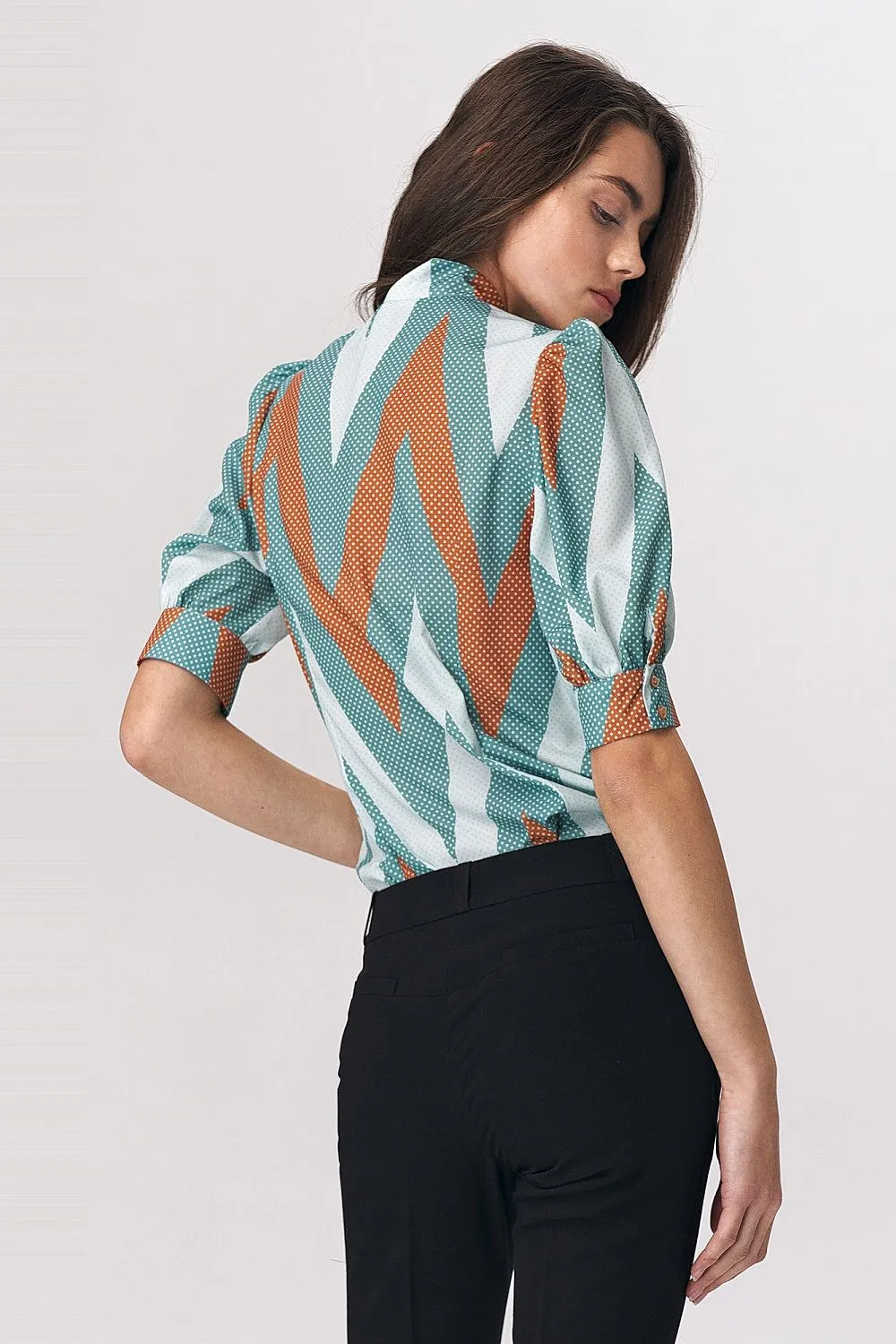 Tie-Neck Bustier Sleeve Blouse