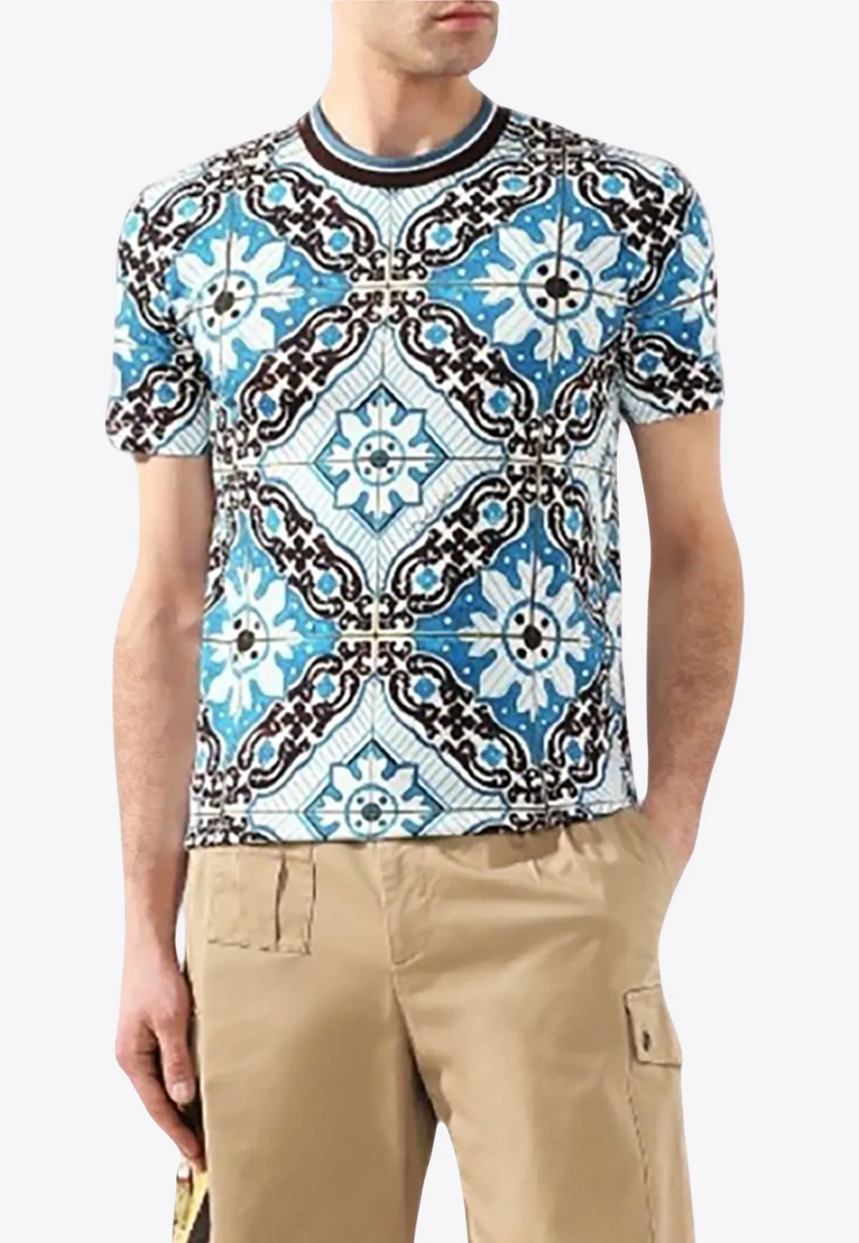 Tile Motif Crewneck T-shirt