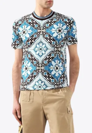 Tile Motif Crewneck T-shirt