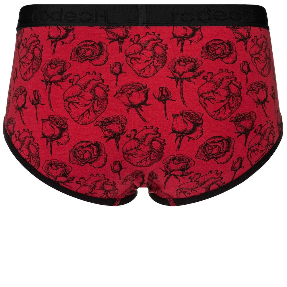 Top Loading Brief Packer Underwear - Hearts & Roses Red
