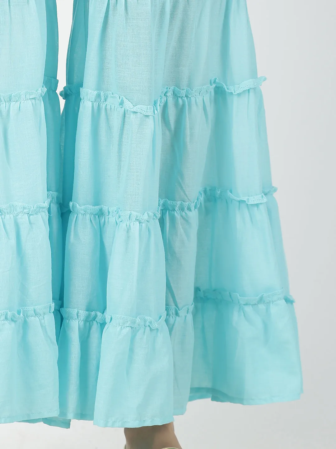 Turquoise Blue Solid Flared Palazzo