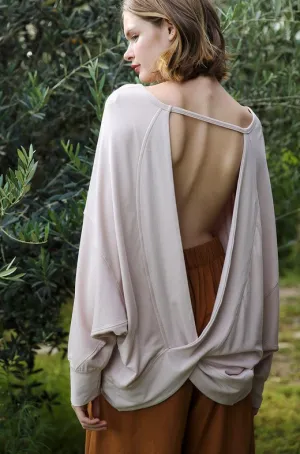 VERA OPEN BACK TUNIC TAUPE-