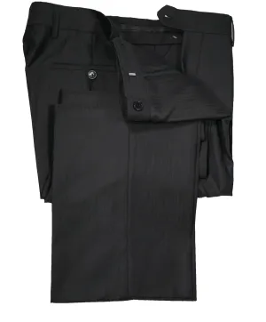 VERSACE COLLECTION - Tonal Black Sharkskin Stripe Logo Button Dress Pants - 33W