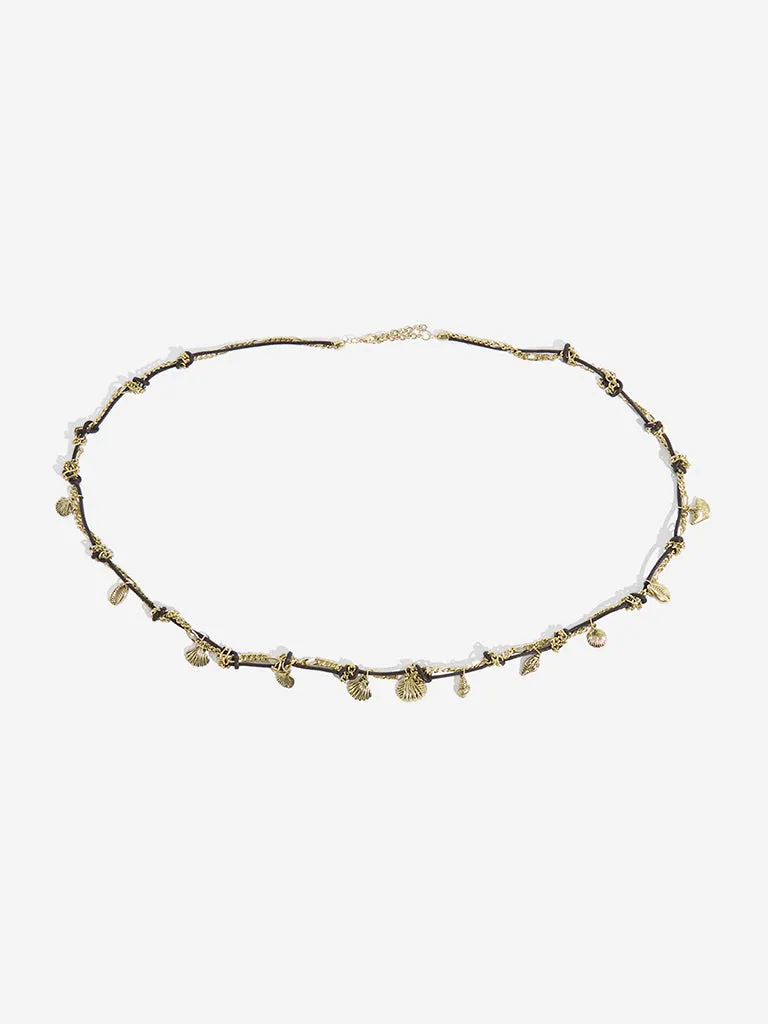Westside Accessories Gold Seashell Charm & Cord Waist Chain
