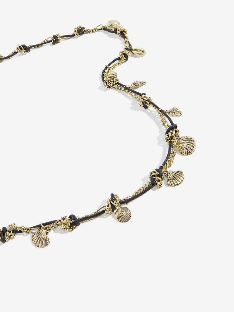 Westside Accessories Gold Seashell Charm & Cord Waist Chain